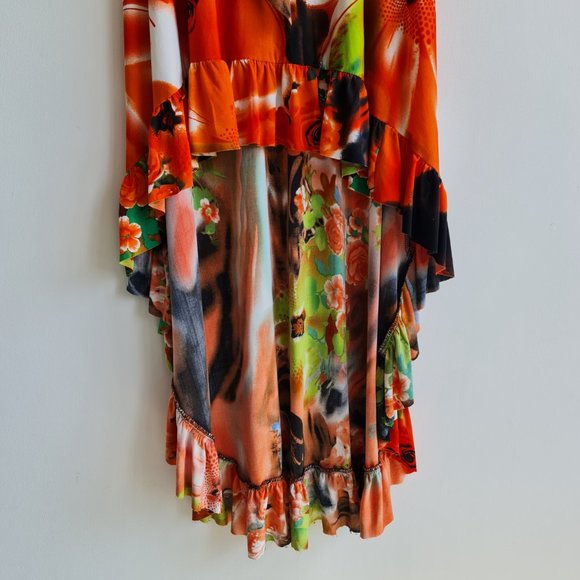 Facemod Multicolour Strapless Summer Party Dress Sz M Stretch - Picture 3 of 6